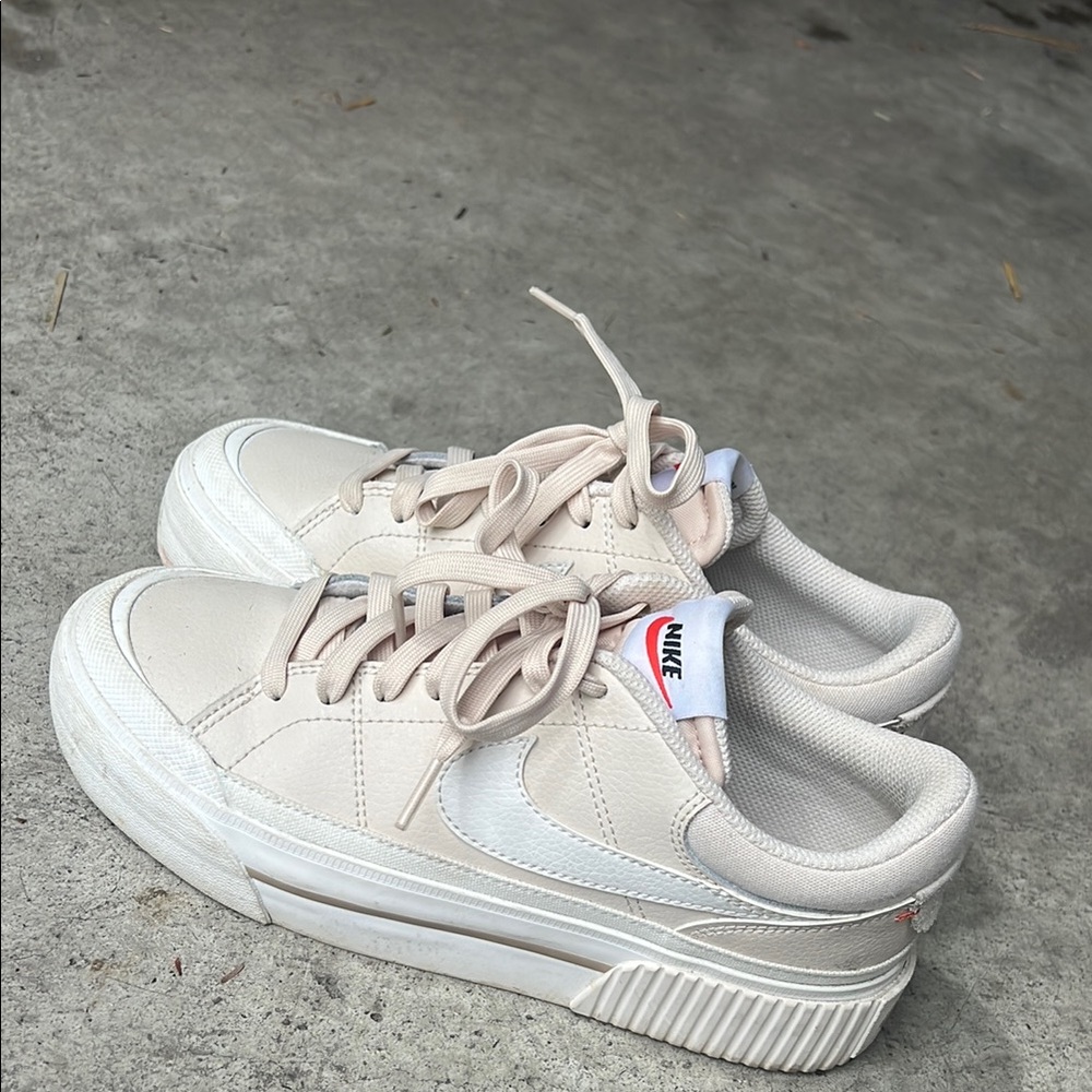 Nike Cream and White Platform Sneakers